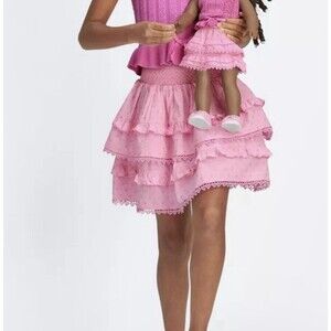 Love Shack Fancy x American Girl Girls Heart Print Ruffled Skirt Pink M 10/12